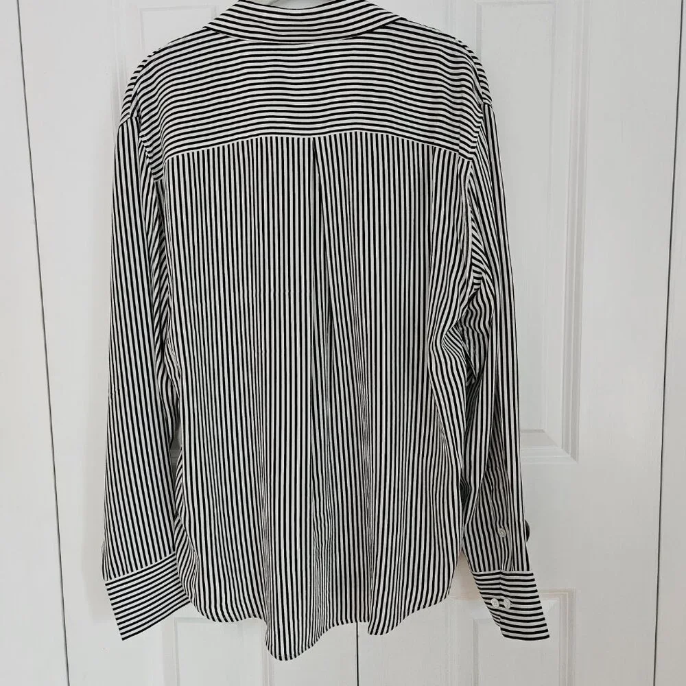Eqipment Essential Silk Striped Long Sleeved Shirt sz L - Picture 5 of 7
